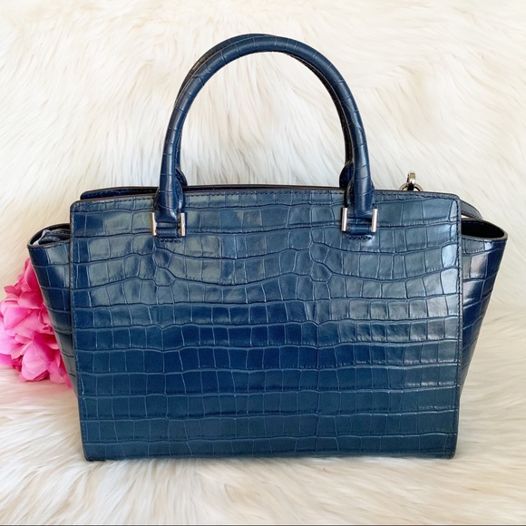 Michael Kors Selma Croc Embossed Leather Satchel - Picture 3 of 8